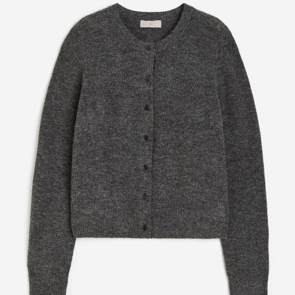H&M Knit Cardigan, Dark Gray, button-up